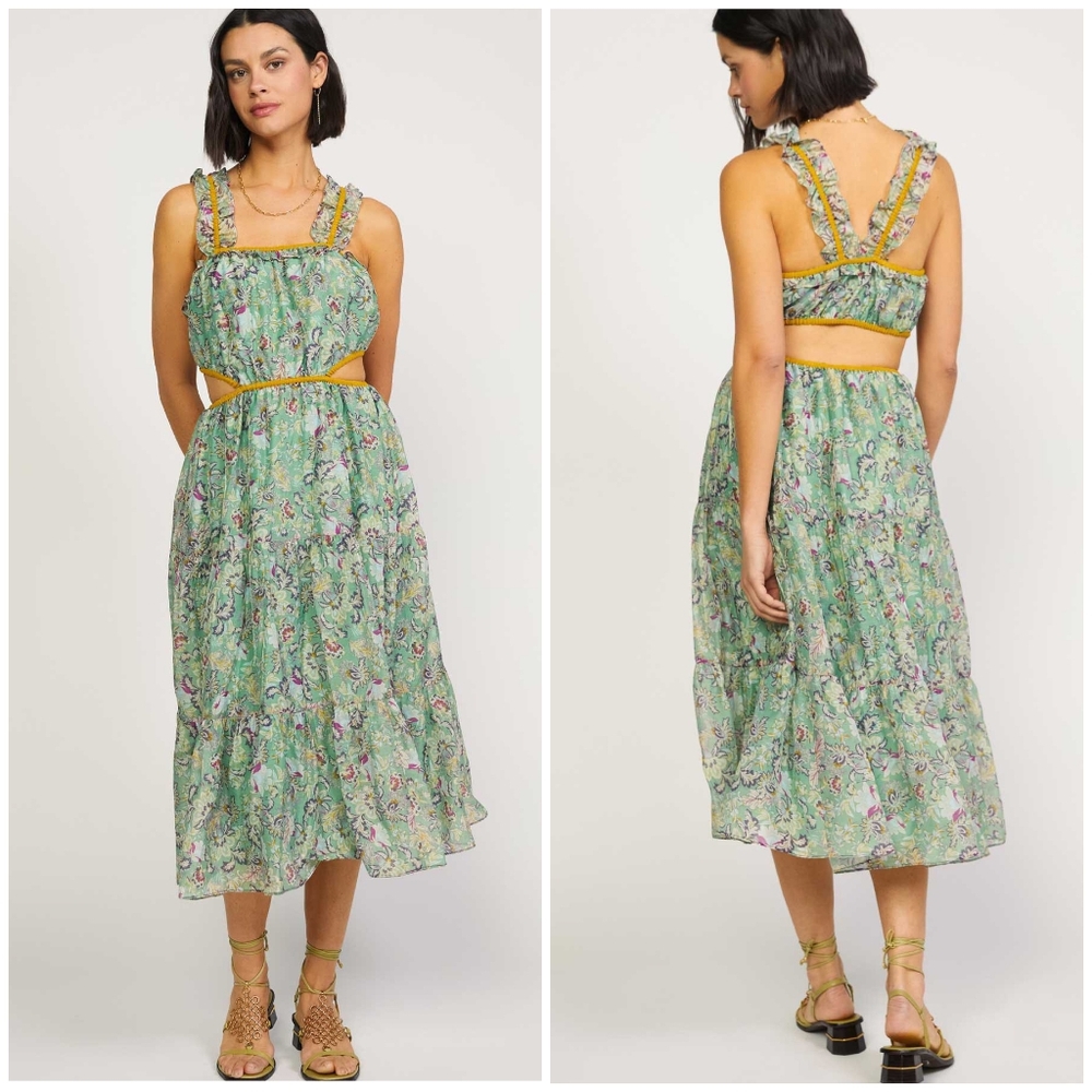 CURRENT AIR Floral Side Cut Out Midi Dress - Picture 8 of 10